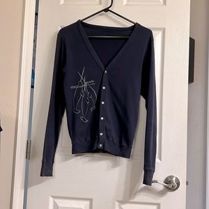 Narwhal Whale Cardigan Navy Small